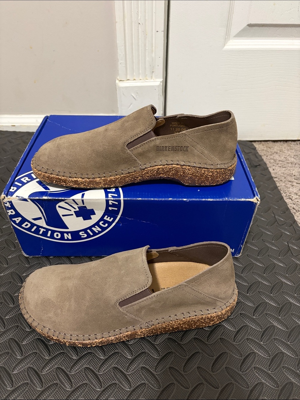 Birkenstock Adult Unisex Taupe Suede Slip-On Loafers